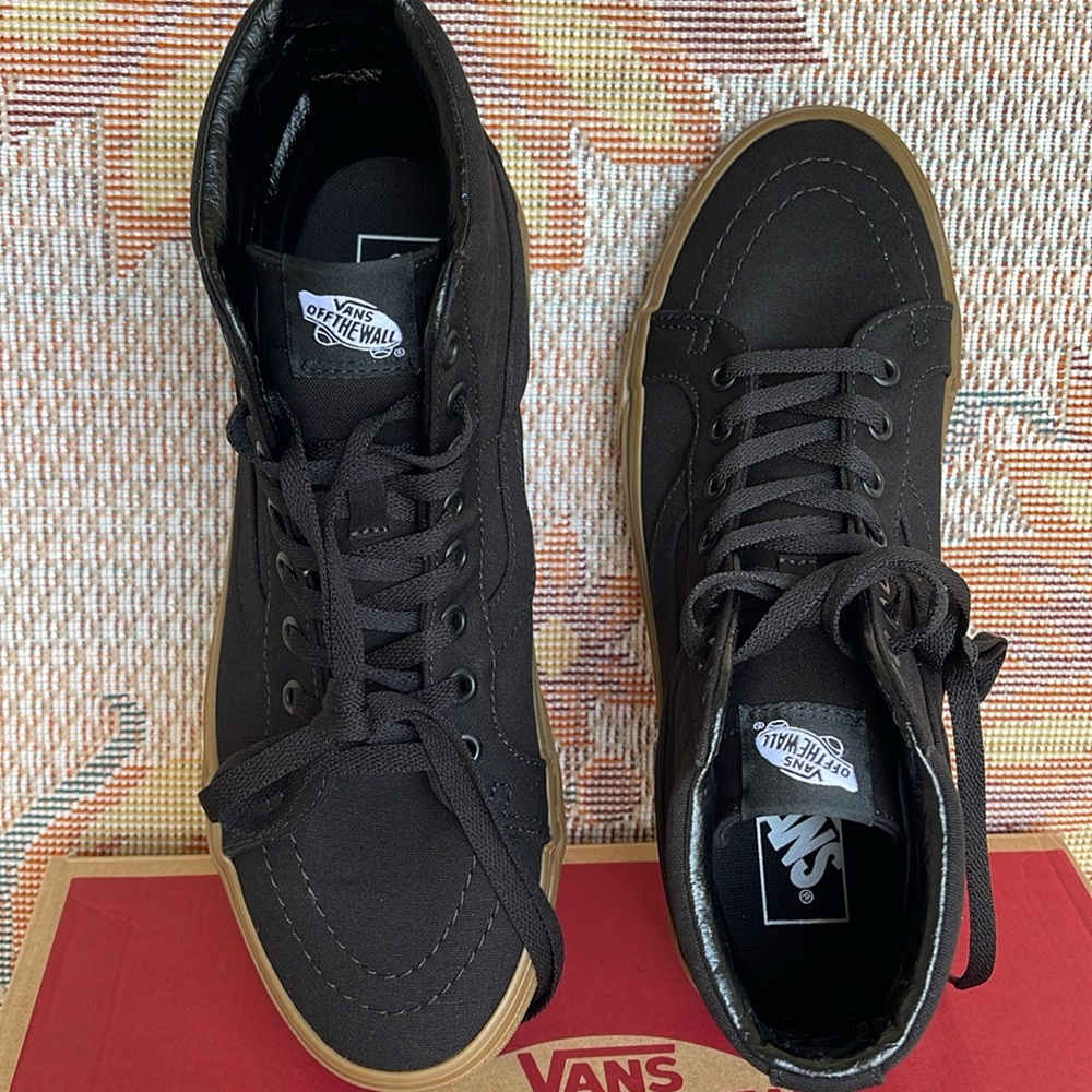 Vans WMNS Unisex Sk8-Mid Reissue Reflective Skate Shoe Canvas Gum Black/Light Gm - Picture 13 of 16